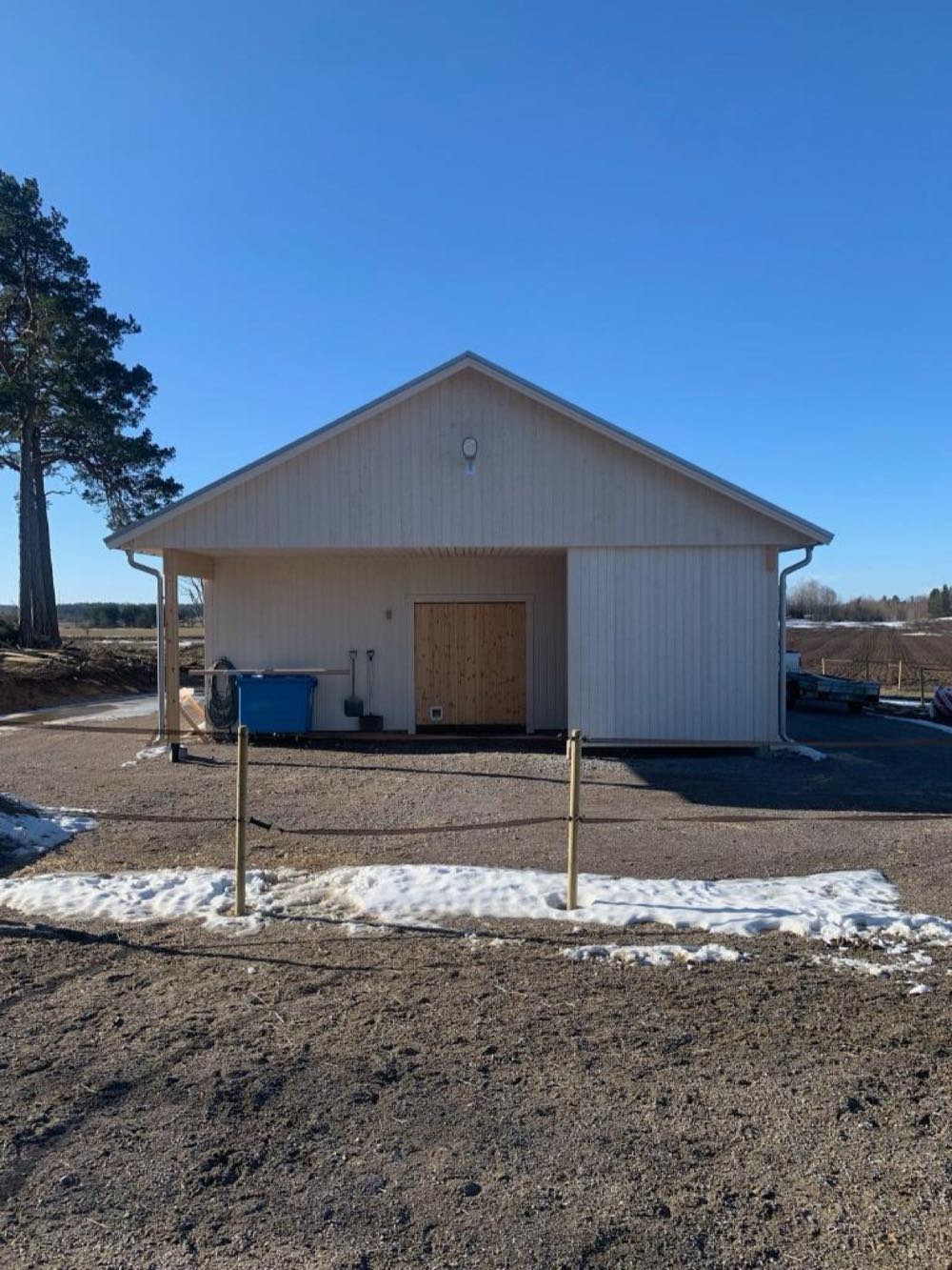 Stallbyggnad under konstruktion
